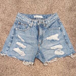 Garage Light Blue Distressed Jean Shorts
